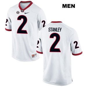 Men's Georgia Bulldogs NCAA #2 Jayson Stanley Nike Stitched White Authentic College Football Jersey FAP6654QZ